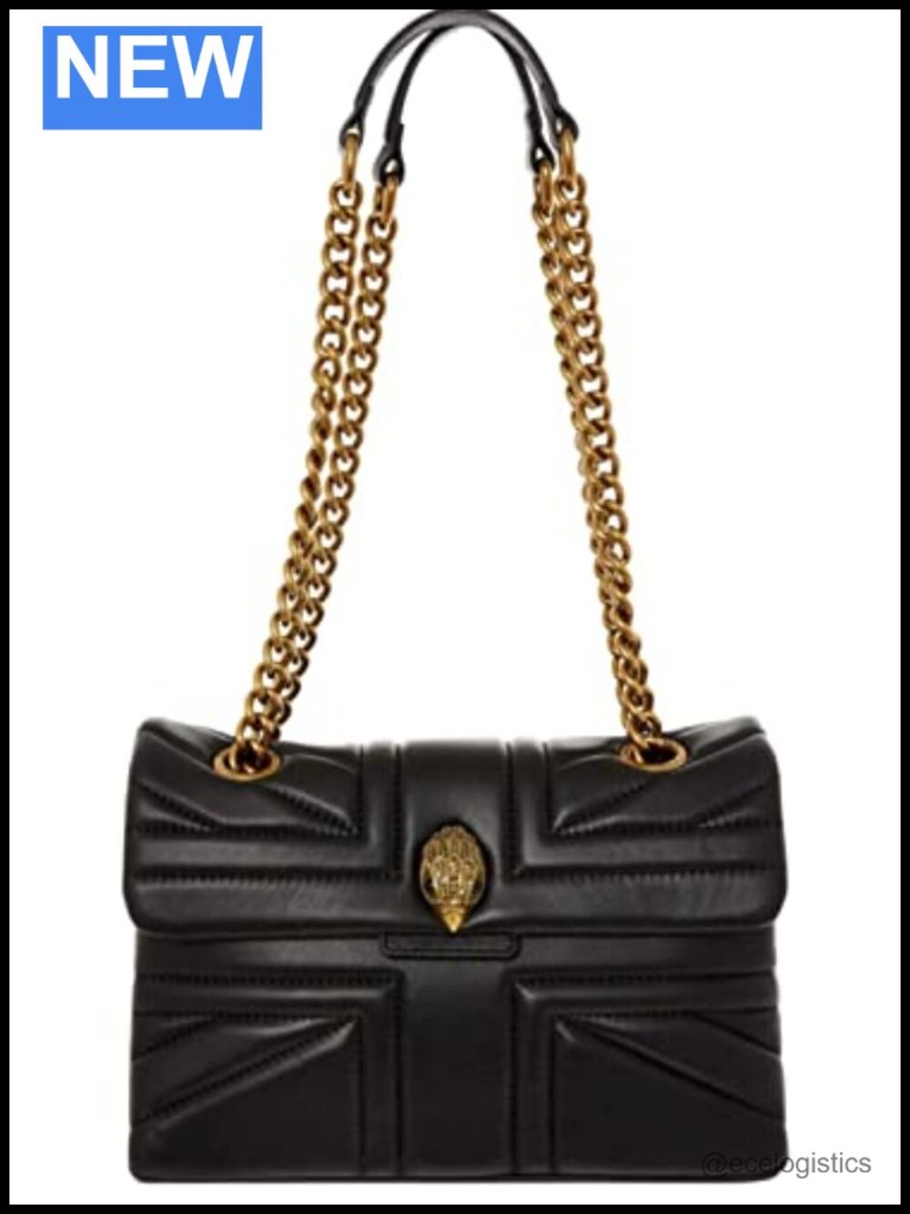 Quilted Leather Crossbody Shoulder Bag with Chain Strap